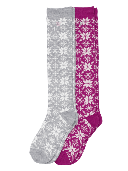 Wool Sock High 2-p Rosa/Grå