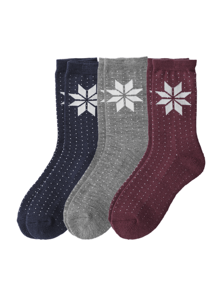 Wool Mix Socks 3-P Harmaa/Sininen/Pinkki