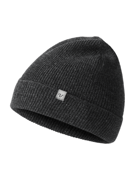 Wool Rib Unisex Hat Black Melange