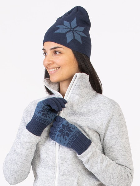 Wool Hat & Glove Set Blå