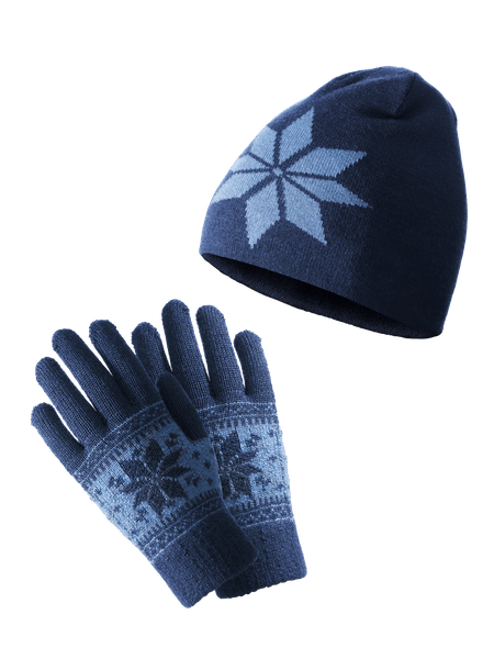 Wool Hat & Glove Set Blå